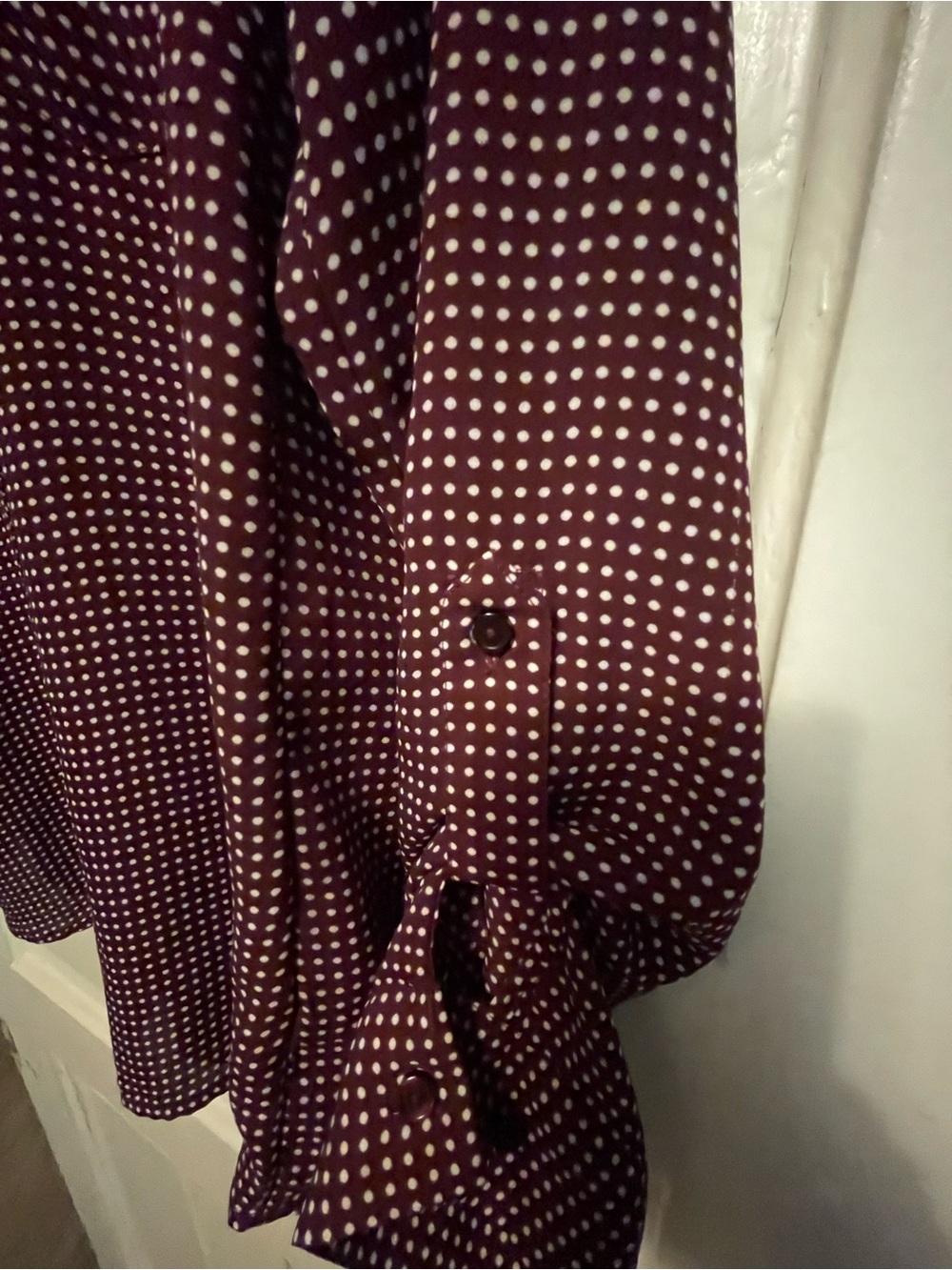 The Limited Women's Burgundy Dot Button-Up Blouse-M - Picture 8 of 14